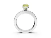 Solitaire Engagement Ring Setting for Fancy Yellow Cushion Cut Center with Channel-Set Accents and Prong Head in White Gold
