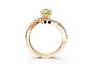 Solitaire Engagement Ring Setting for Fancy Yellow Pear-Shaped Center with Pave Bypass Swirl Band and Prong Head in Rose Gold