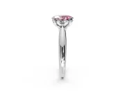 Solitaire Engagement Ring Setting for Fancy Pink Oval Center with Reverse Tapered Band and Prong Head in Sterling Silver