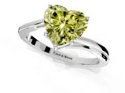 Solitaire Engagement Ring Setting for Fancy Yellow Heart-Shaped Center with Plain Bypass Twist Band and Prong Head in Sterling Silver