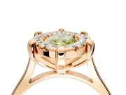 Single Halo Engagement Ring Setting for Fancy Yellow Marquise Center with Corner Claws, Plain Band and Prong Head in Rose Gold