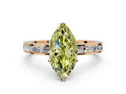 Solitaire Engagement Ring Setting for Fancy Yellow Marquise Center with Channel Baguette Band and Prong Head in Rose Gold