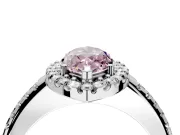 Pave Halo Engagement Ring Setting for Fancy Pink Marquise Center with Single Row Pave Band and Prong Head in White Gold