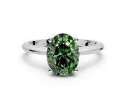 Solitaire Engagement Ring Setting for Fancy Green Oval Center with Knife Ridge Band and Claw Prong Head in Sterling Silver