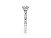 Solitaire Engagement Ring Setting for Cushion Cut Center with Bamboo Band and Prong Head in Sterling Silver