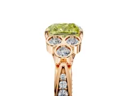 Cluster Engagement Ring Setting for Fancy Yellow Cushion Cut Center with Bezel Accent Clusters and Prong Head in Rose Gold