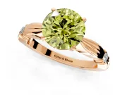 Solitaire Engagement Ring Setting for Fancy Yellow Round Cut Center with Carved Leaf Shoulders and Prong Head in Rose Gold