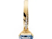 Side Accent Engagement Ring Setting for Fancy Blue Emerald Cut Center with Accent Shoulders and Prong Head in Yellow Gold