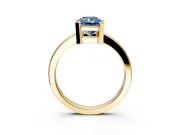 Solitaire Engagement Ring Setting for Fancy Blue Radiant Cut Center with Plain Band and Flat Tab Prong Head in Yellow Gold