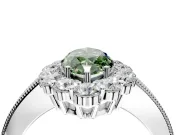Halo Engagement Ring Setting for Fancy Green Marquise Center with Milgrain Channel Band and Prong Head in Sterling Silver