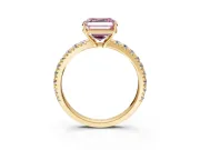 Solitaire Engagement Ring Setting for Fancy Pink Asscher Cut Center with Large Accent Band and Prong Head in Yellow Gold