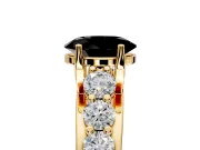 Solitaire Engagement Ring Setting for Fancy Black Oval Center with Graduated Shared Prongs and Prong Head in Yellow Gold