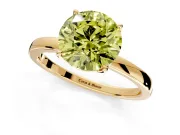 Solitaire Engagement Ring Setting for Fancy Yellow Round Cut Center with Thin Rounded Plain Band and Prong Head in Yellow Gold