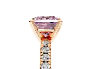 Solitaire Engagement Ring Setting for Fancy Pink Princess Cut Center with Large Accents and Prong Head in Rose Gold