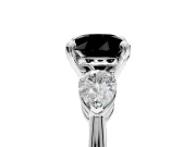 3 Stone Engagement Ring Setting for Fancy Black Round Cut Center with Large Pear-Shaped Accents and Prong Head in Platinum
