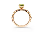 Solitaire Engagement Ring Setting for Fancy Yellow Radiant Cut Center with Beaded Bezel Station Band and Prong Head in Rose Gold