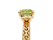 Solitaire Engagement Ring Setting for Fancy Yellow Cushion Cut Center with Scrollwork Band and Prong Head in Yellow Gold