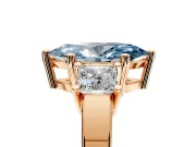 3 Stone Engagement Ring Setting for Fancy Blue Marquise Center with Matching Side Accents and Prong Head in Rose Gold
