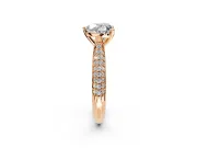 Solitaire Engagement Ring Setting for Heart-Shaped Center with Multi-Row Accents and Prong Head in Rose Gold