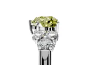 Cluster Engagement Ring Setting for Fancy Yellow Heart-Shaped Center with Round Cut Accent Frame and Prong Head in Platinum