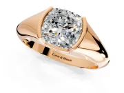 Tension Engagement Ring Setting for Cushion Cut Center with Wide Tapered Band and Tension Head in Rose Gold
