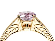 Split Shank Engagement Ring Setting for Fancy Pink Oval Center with Pave Split Shank and Prong Head in Yellow Gold