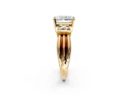 Solitaire Engagement Ring Setting for Radiant Cut Center with Grooved Bar Accent Band and Prong Head in Yellow Gold
