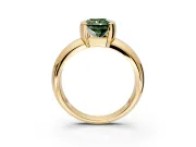Tension Engagement Ring Setting for Fancy Green Radiant Cut Center with Wide Flat Band and Tension Head in Yellow Gold