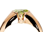 Tension Engagement Ring Setting for Fancy Yellow Heart-Shaped Center with Wide Tapered Band and Tension Head in Rose Gold