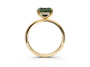 Hidden Halo Engagement Ring Setting for Fancy Green Asscher Cut Center with Thin Round-Wire Band and Prong Head in Yellow Gold