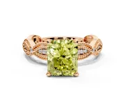 Solitaire Engagement Ring Setting for Fancy Yellow Radiant Cut Center with Marquise Panel Band and Prong Head in Rose Gold