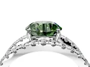 Solitaire Engagement Ring Setting for Fancy Green Round Cut Center with Wide-Open Split Shank and Prong Head in Platinum
