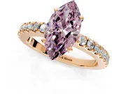 Solitaire Engagement Ring Setting for Fancy Pink Marquise Center with Single Row Accent Band and Prong Head in Rose Gold
