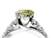 Solitaire Engagement Ring Setting for Fancy Yellow Heart-Shaped Center with Graduated Shared Prongs and Prong Head in Platinum