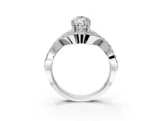 Halo Engagement Ring Setting for Pear-Shaped Center with Pave Infinity Twist Band and Prong Head in Sterling Silver