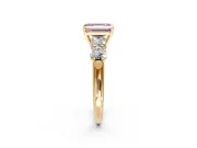 5 Stone Engagement Ring Setting for Fancy Pink Emerald Cut Center with Graduated Accents and Prong Head in Yellow Gold