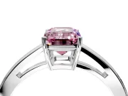 Solitaire Engagement Ring Setting for Fancy Pink Emerald Cut Center with Open Cathedral Shoulders and Prong Head in Platinum