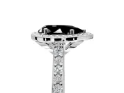 Halo Engagement Ring Setting for Fancy Black Pear-Shaped Center with Pave Accents, Heart Basket and Prong Head in Platinum