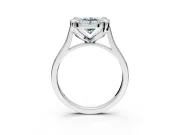 Single Halo Engagement Ring Setting for Fancy Blue Oval Center with Corner Claws, Plain Band and Prong Head in Platinum