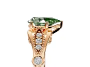 Solitaire Engagement Ring Setting for Fancy Green Pear-Shaped Center with Marquise and Bezel Accents and Prong Head in Rose Gold