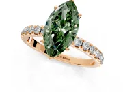 Open Basket Engagement Ring Setting for Fancy Green Marquise Center with Pave Band and Prong Head in Rose Gold