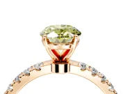 Open Basket Engagement Ring Setting for Fancy Yellow Oval Center with Pave Band and Prong Head in Rose Gold