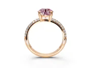 Solitaire Engagement Ring Setting for Fancy Pink Round Cut Center with Multi-Row Pave Accents and Basket Head in Rose Gold
