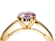 Solitaire Engagement Ring Setting for Fancy Pink Oval Center with Flat-Sided Plain Band and Prong Head in Yellow Gold