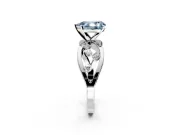 Solitaire Engagement Ring Setting for Fancy Blue Pear-Shaped Center with Criss-Cross Accent Band and Prong Head in Platinum