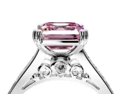 Solitaire Engagement Ring Setting for Fancy Pink Asscher Cut Center with Channel Band and Double Claw Prong Head in Sterling Silver
