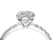 Solitaire Engagement Ring Setting for Cushion Cut Center with Large Accent Band and Prong Head in Platinum