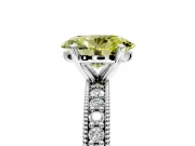 Milgrain Pave Engagement Ring Setting for Fancy Yellow Oval Center with Accent Band and Prong Head in Sterling Silver
