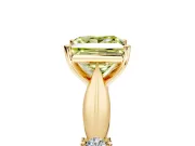 Solitaire Engagement Ring Setting for Fancy Yellow Princess Cut Center with Carved Leaf Shoulders and Prong Head in Yellow Gold