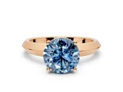 Solitaire Engagement Ring Setting for Fancy Blue Round Cut Center with Wide Knife Ridge Band and Prong Head in Rose Gold